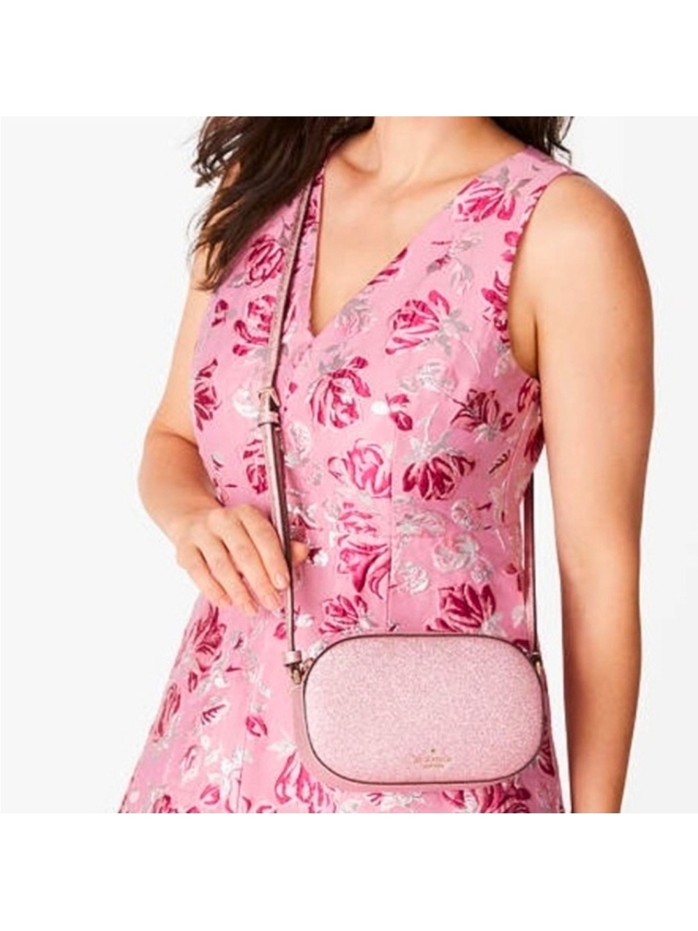 NWT Kate Spade Glimmer Glitter Oval Camera Crossbody Bag - Mitten Pink (KE459)